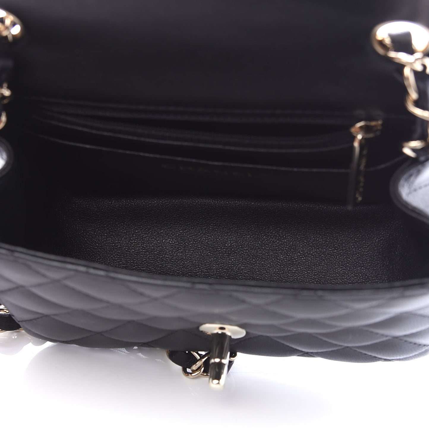 Lambskin Quilted Mini Square Flap Black