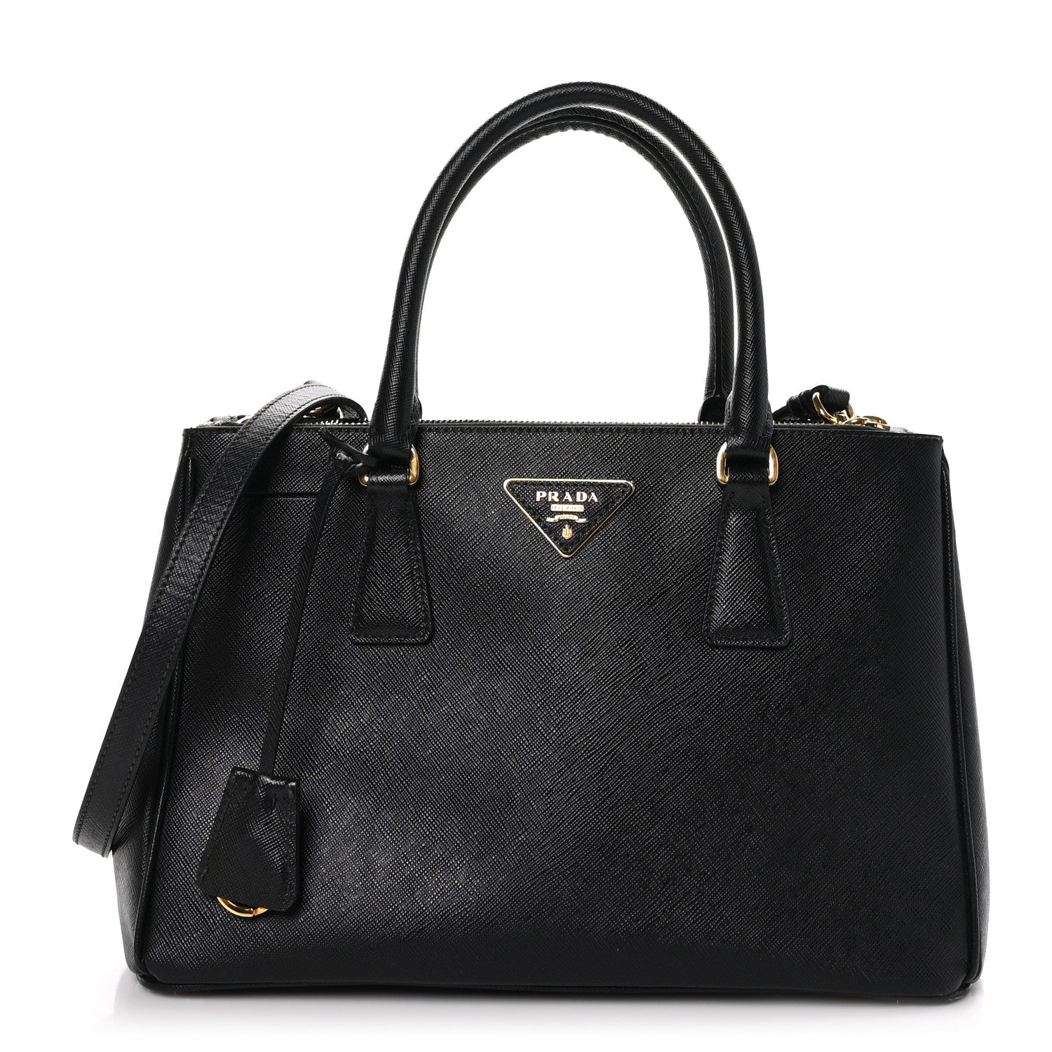 Prada Saffiano Small Galleria Double Zip Tote Black 1 of 8
