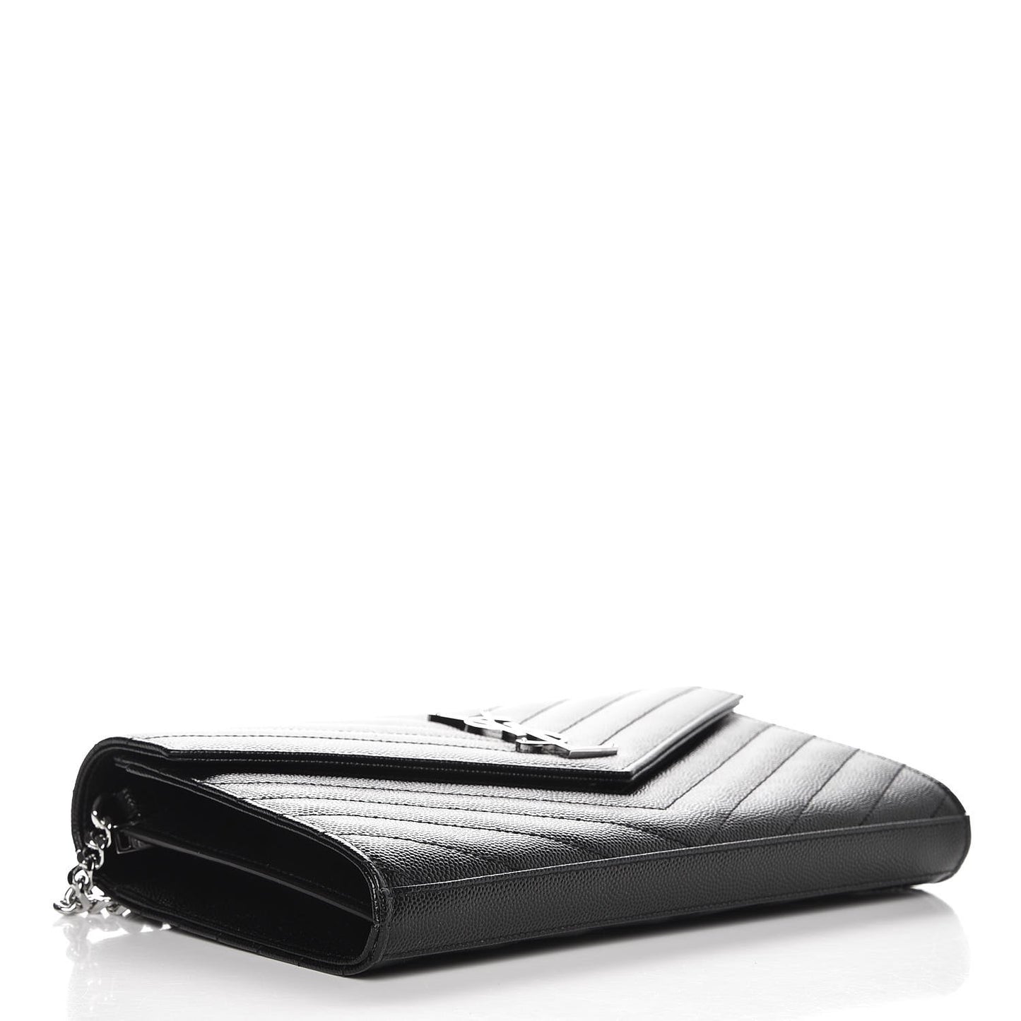 Grain De Poudre Matelasse Chevron Monogram Chain Wallet Black