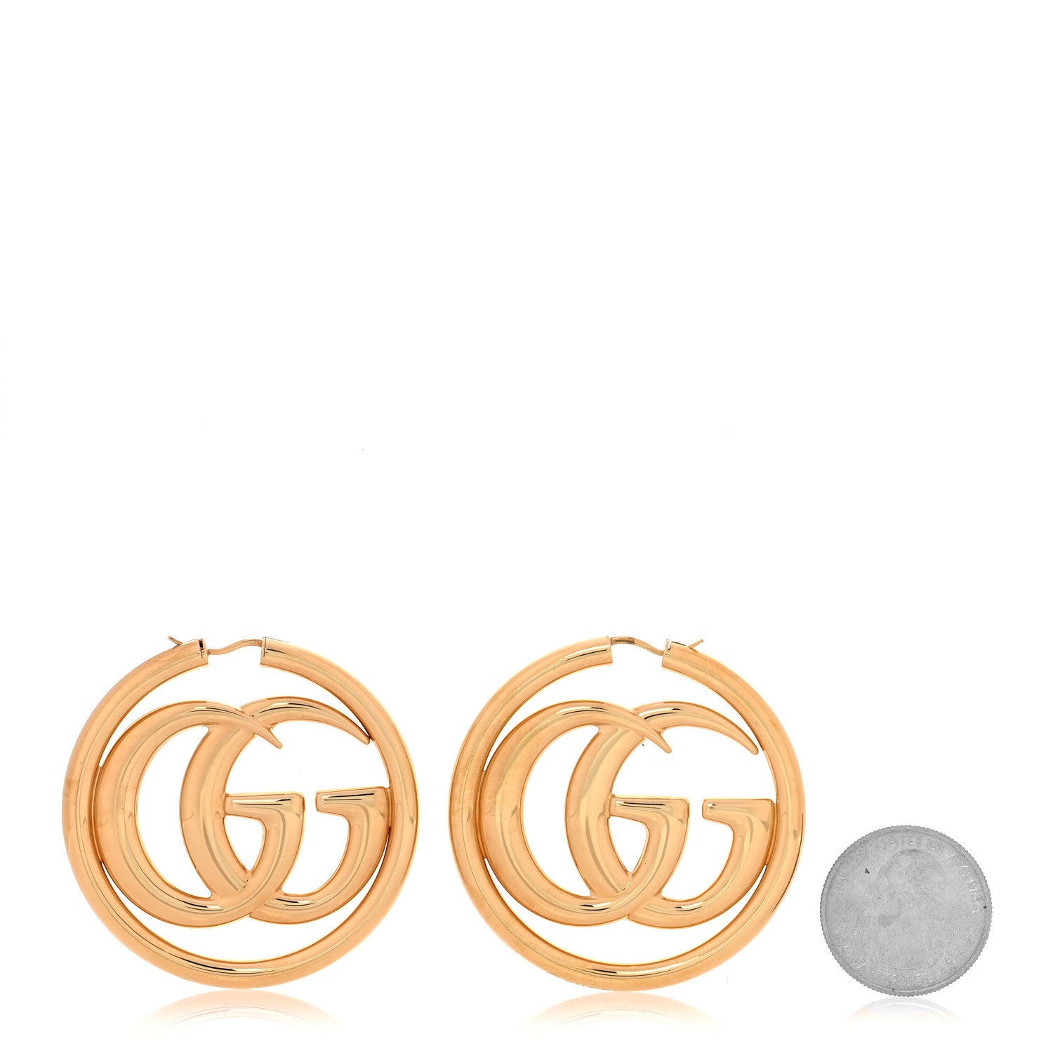 Gucci Metal GG Marmont Hoop Earrings Gold 2 of 6