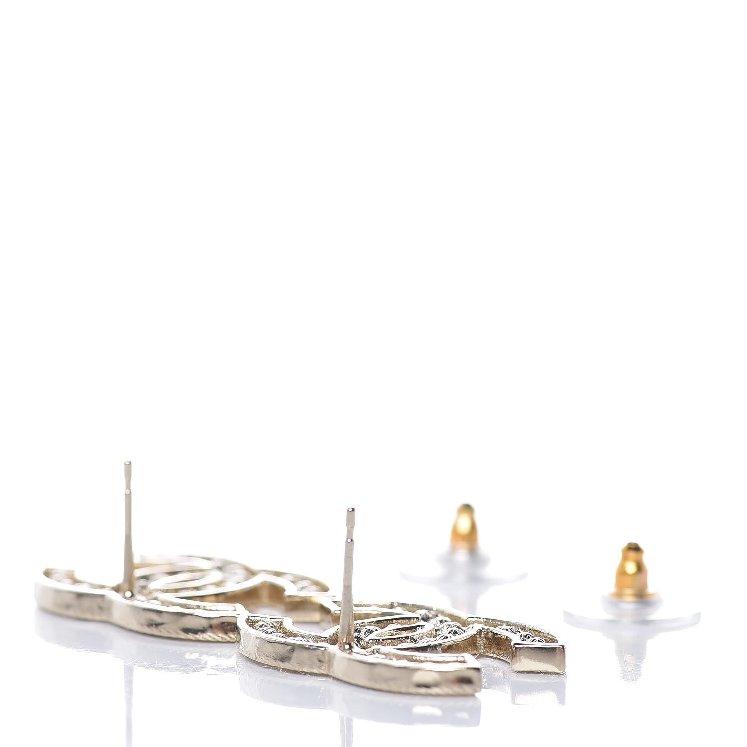 Chanel Pearl Crystal Sparkling Pearls CC Earrings Light Gold 3 of 5