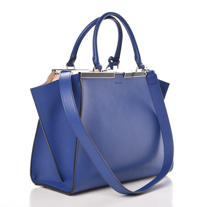 Fendi Vitello Dolce Shiny Nappa Petite 3Jours Tote Blue Neon Rosa Plaster 3 of 9