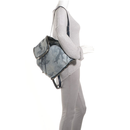 Stella McCartney Faux Leather Denim Shaggy Deer Camo Backpack Bag Pale Blue 2 of 8