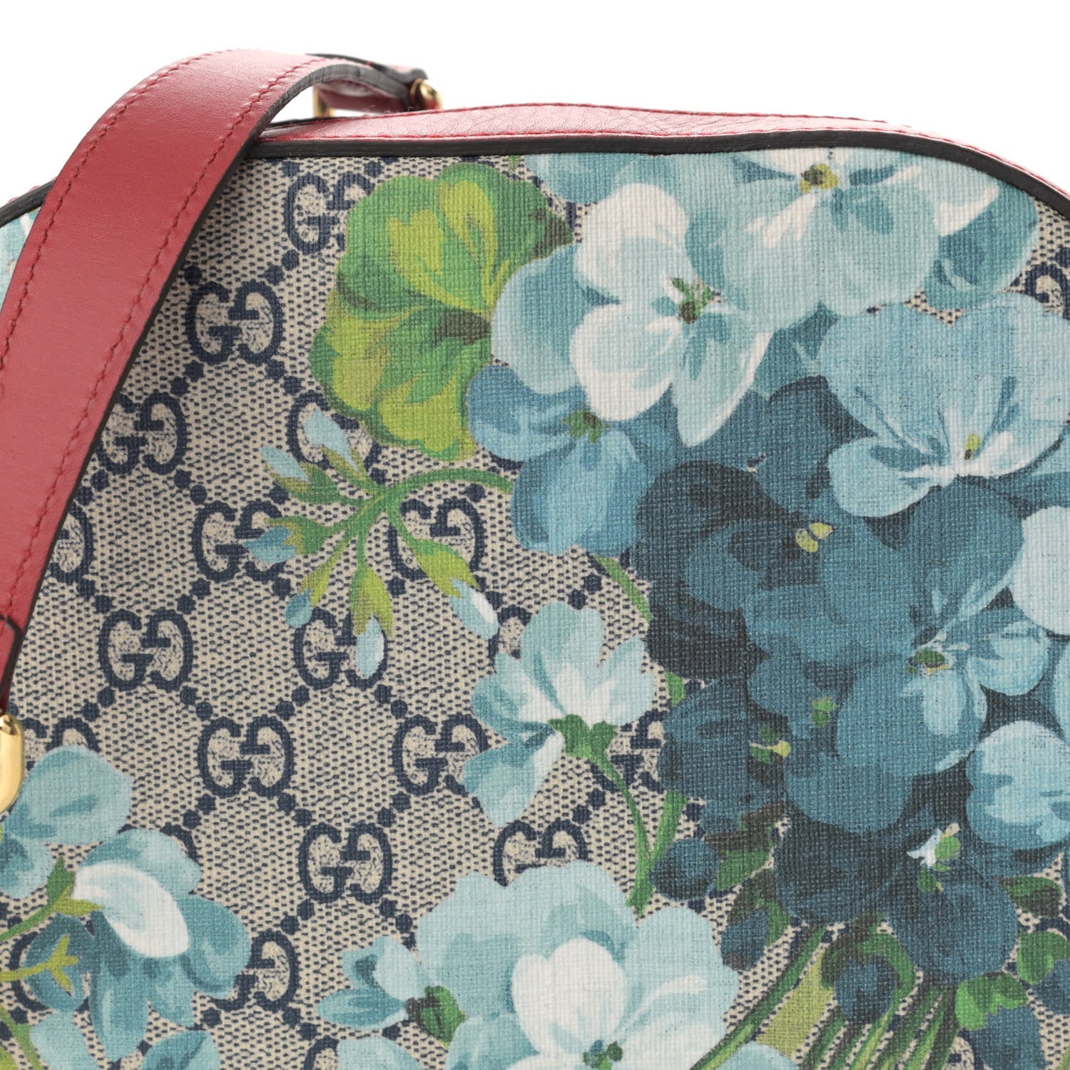 Gucci GG Supreme Monogram Blooms Mini Chain Shoulder Bag Beige Blue Navy Hibiscus Red 8 of 11