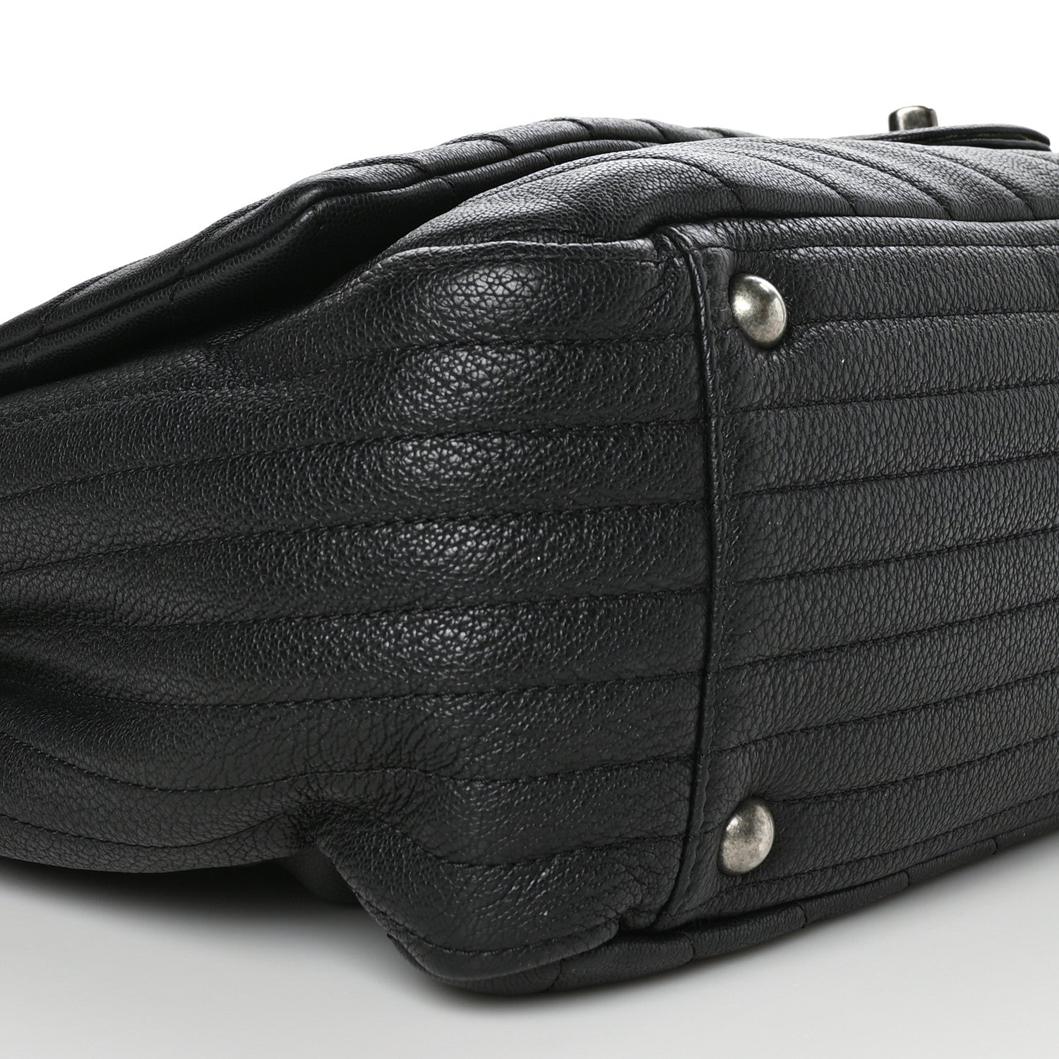 Chanel Calfskin Chevron Quilted XXL Travel Flap Bag Black 9 of 11