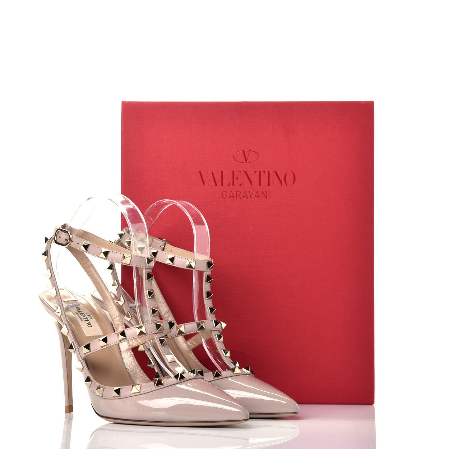 Patent Rockstud Ankle Strap Pumps 40 Poudre