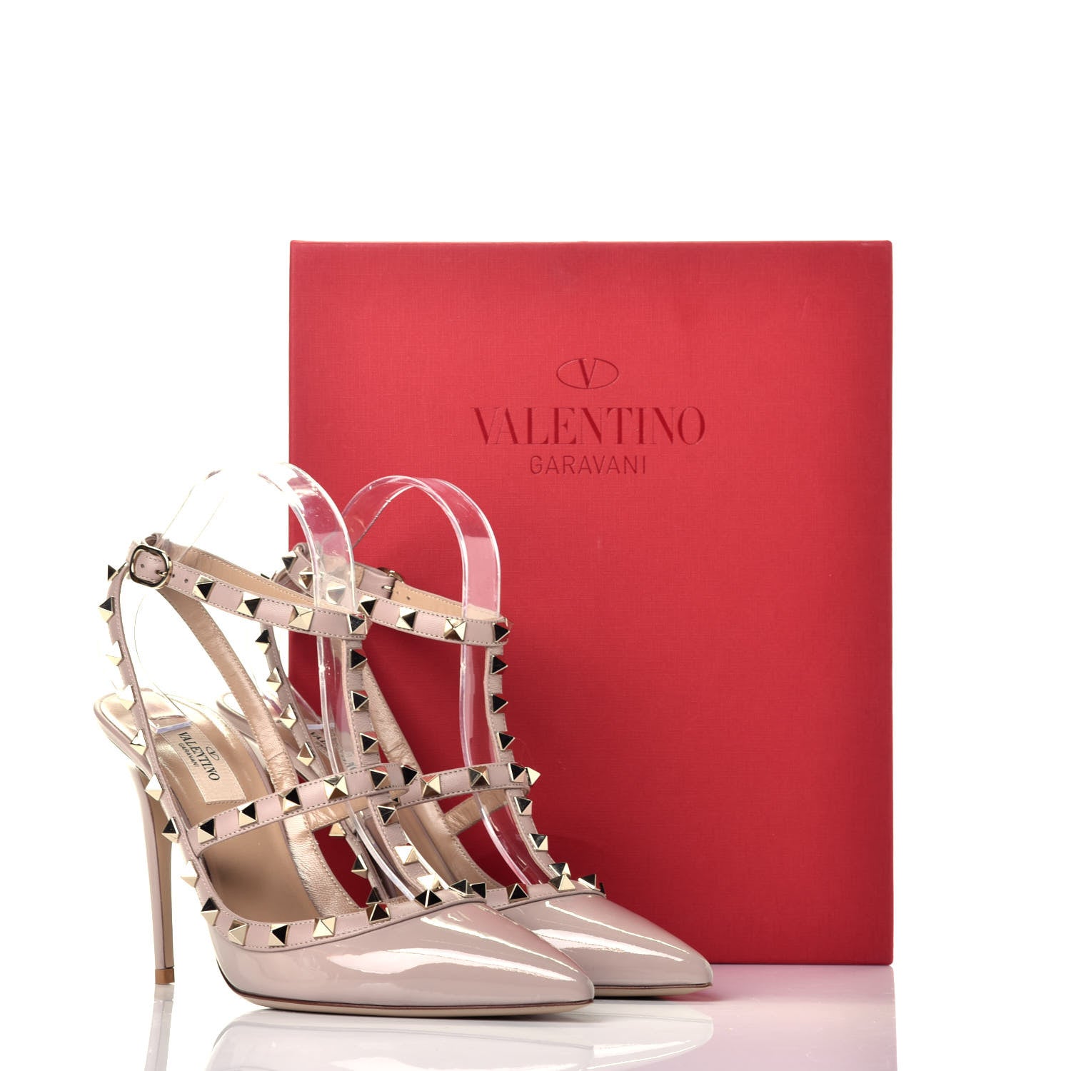Valentino Garavani Patent Rockstud Ankle Strap Pumps 40 Poudre 9 of 9