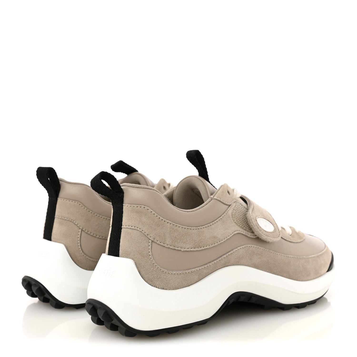Hermes Calfskin Suede Goatskin Loop Sneakers 37 Beige Galet 5 of 10