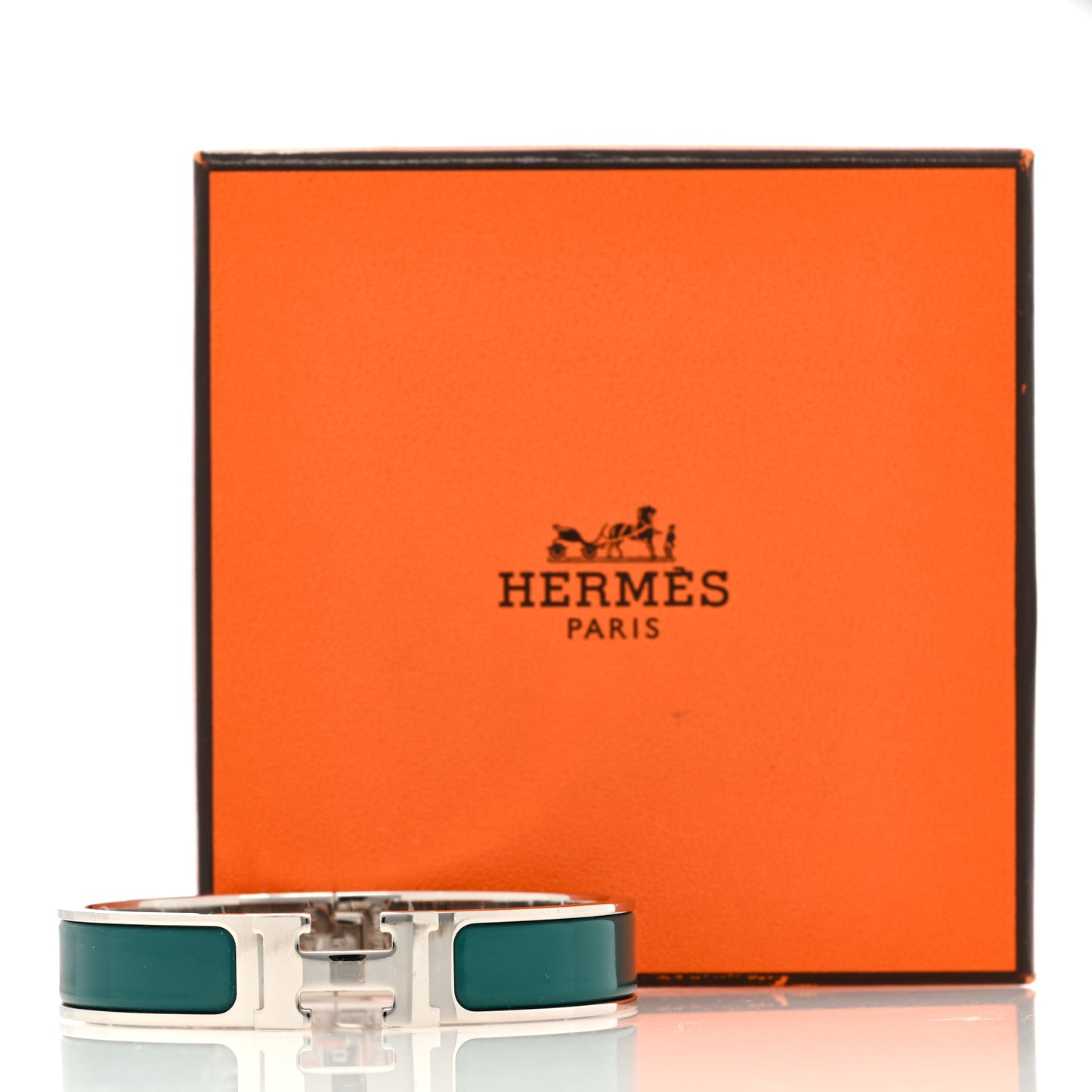 Narrow Enamel Clic Clac H Bracelet PM Vert Bleuete