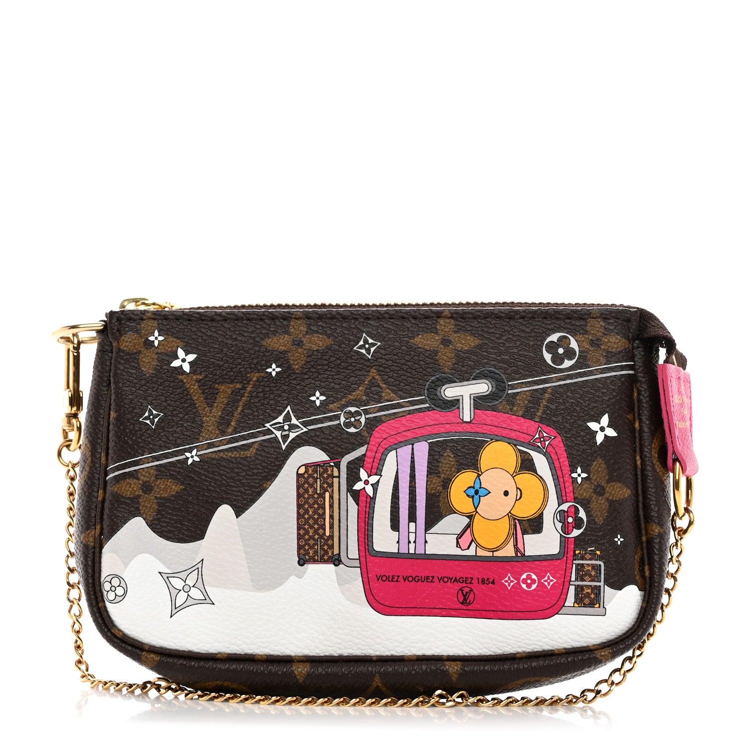 Louis Vuitton Monogram 2019 Christmas Animation Mini Courchevel Pochette Accessories Fuchsia 1 of 7