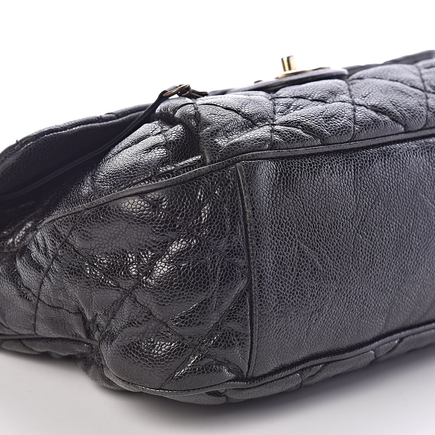 Chanel Crumpled Grained Calfskin Medium Coco Pleats Messenger Flap Black 8 of 9