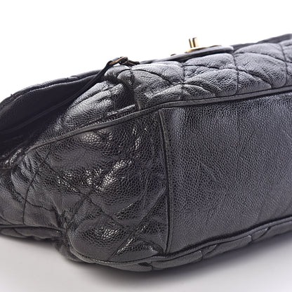 Chanel Crumpled Grained Calfskin Medium Coco Pleats Messenger Flap Black 8 of 9