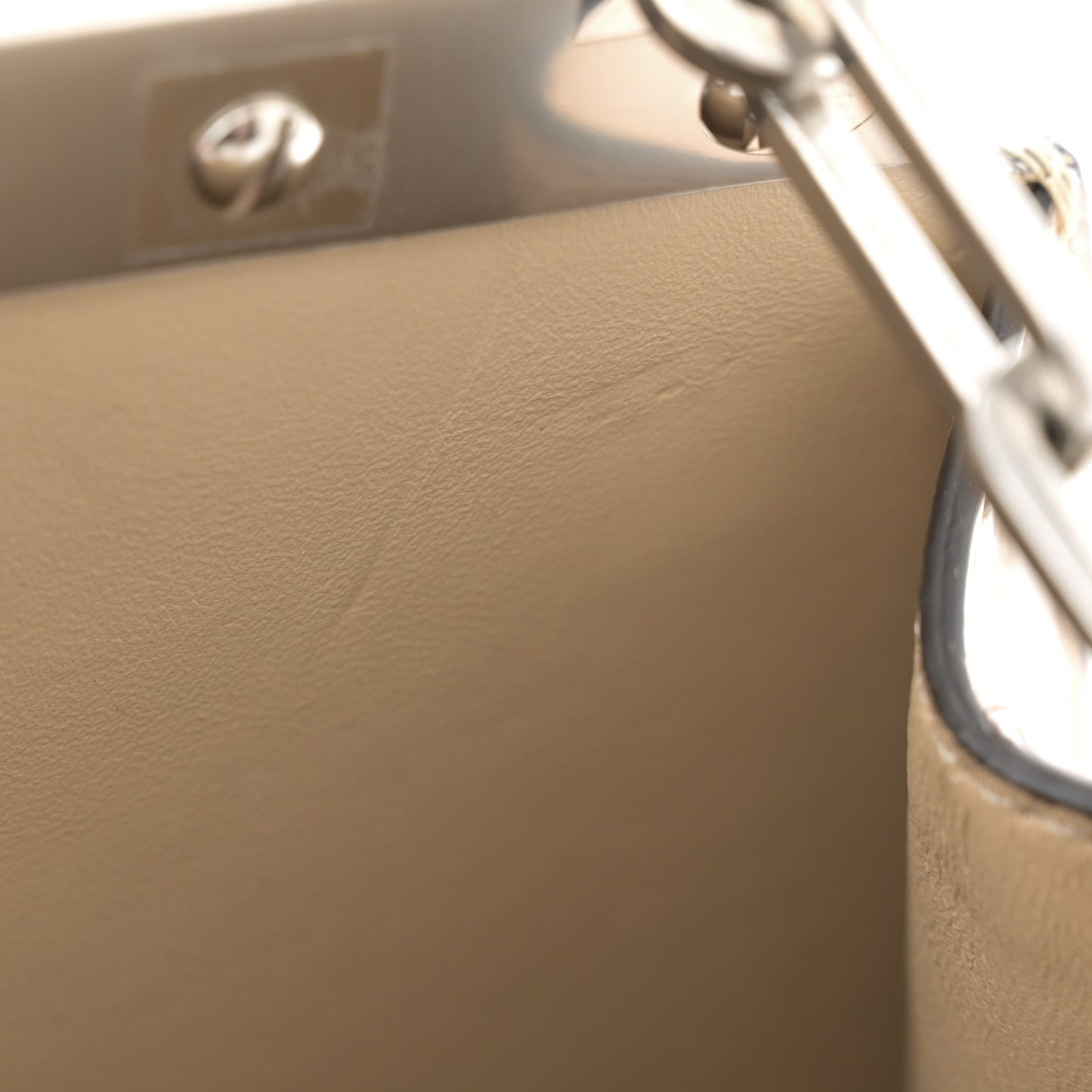 Patent Petite Peekaboo Cut Beige Amid