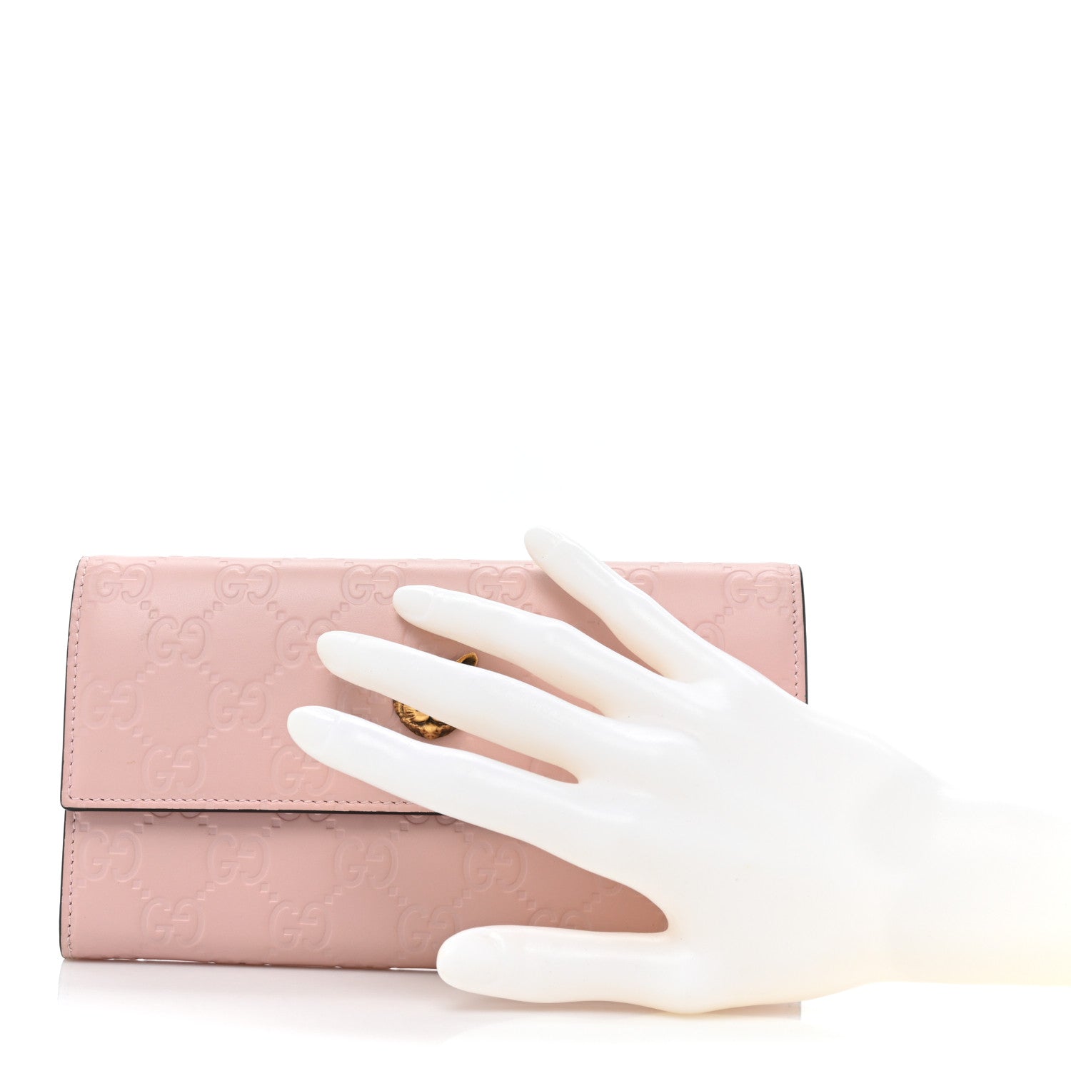 Gucci Guccissima Signature Crystal Cat Continental Flap Wallet Light Candy Pink 2 of 16