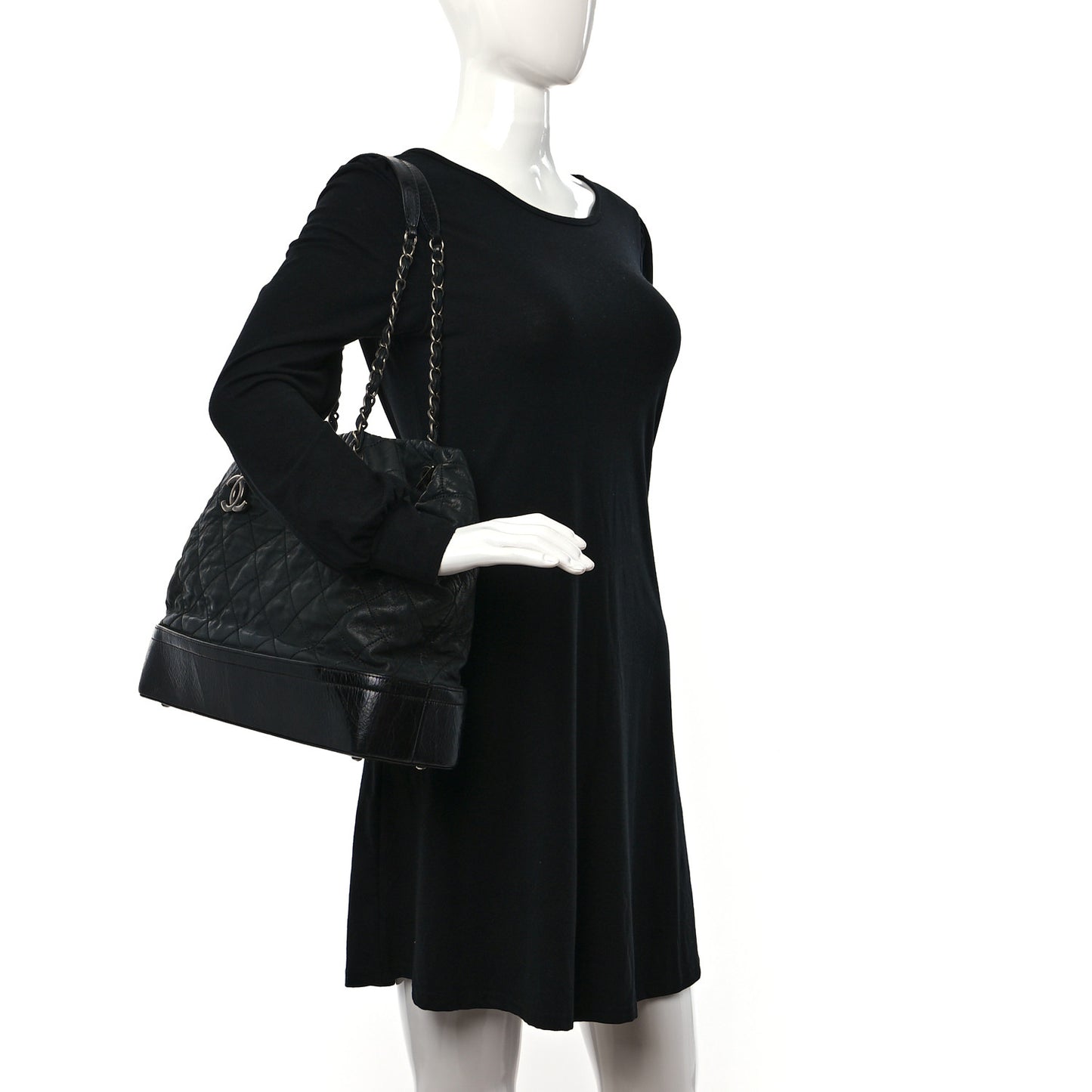 Iridescent Calfskin Quilted Large VIP Tote Black