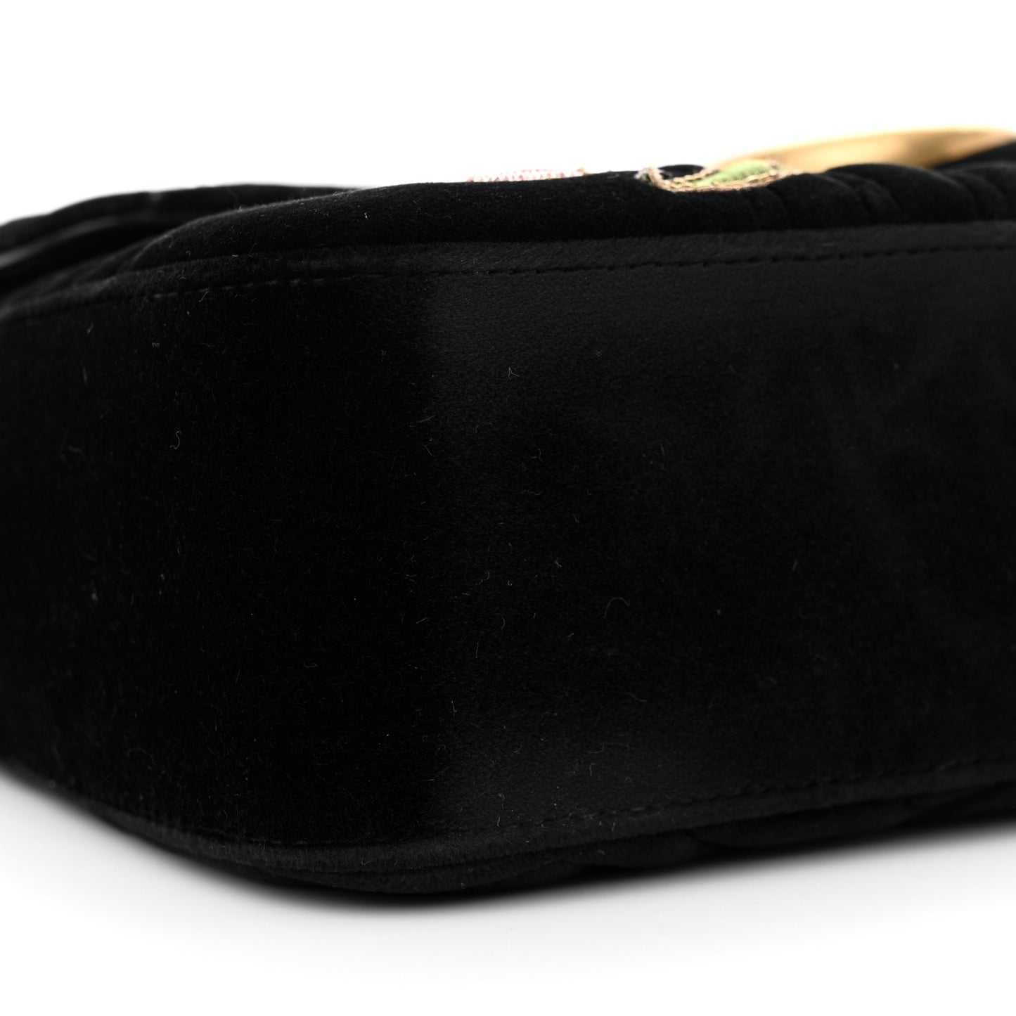 Velvet Matelasse Loved Embroidered Medium GG Marmont Shoulder Bag Black