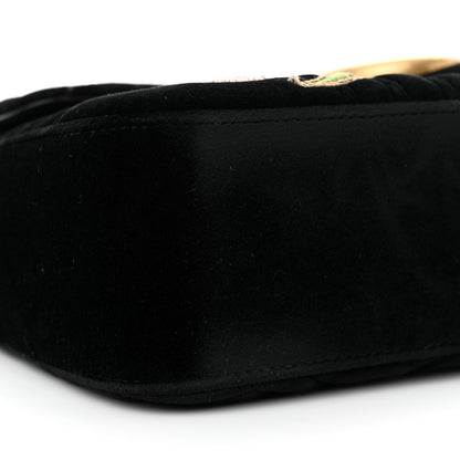Gucci Velvet Matelasse Loved Embroidered Medium GG Marmont Shoulder Bag Black 9 of 10