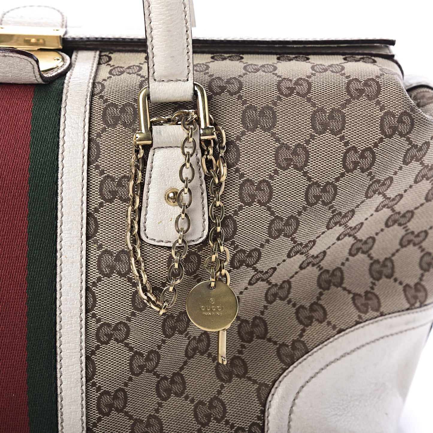 Monogram Web Large Treasure Boston Tote Beige