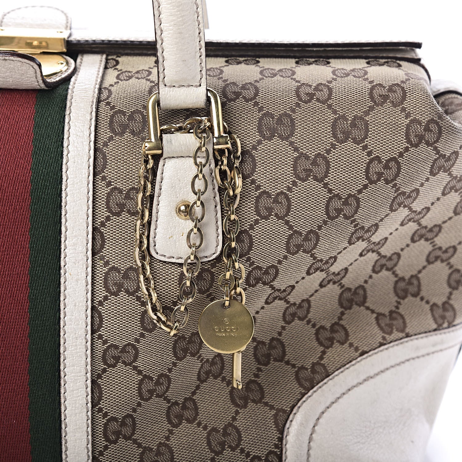 Gucci Monogram Web Large Treasure Boston Tote Beige 14 of 16