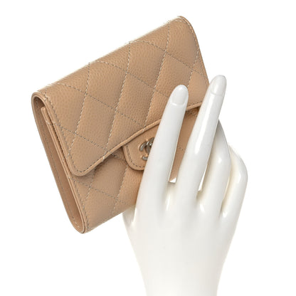 Chanel Caviar Quilted Compact Flap Wallet Beige 2 of 9