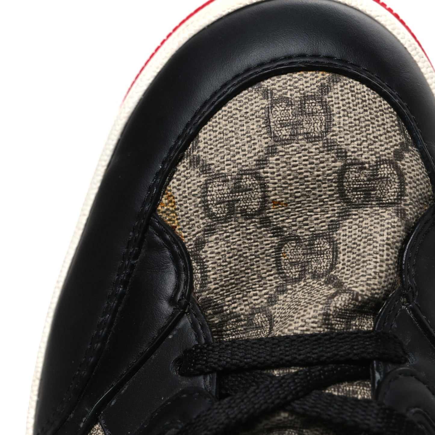 Demetra GG Supreme Monogram Mens Basket High Top Sneakers 10.5 Black Beige Ebony Grey
