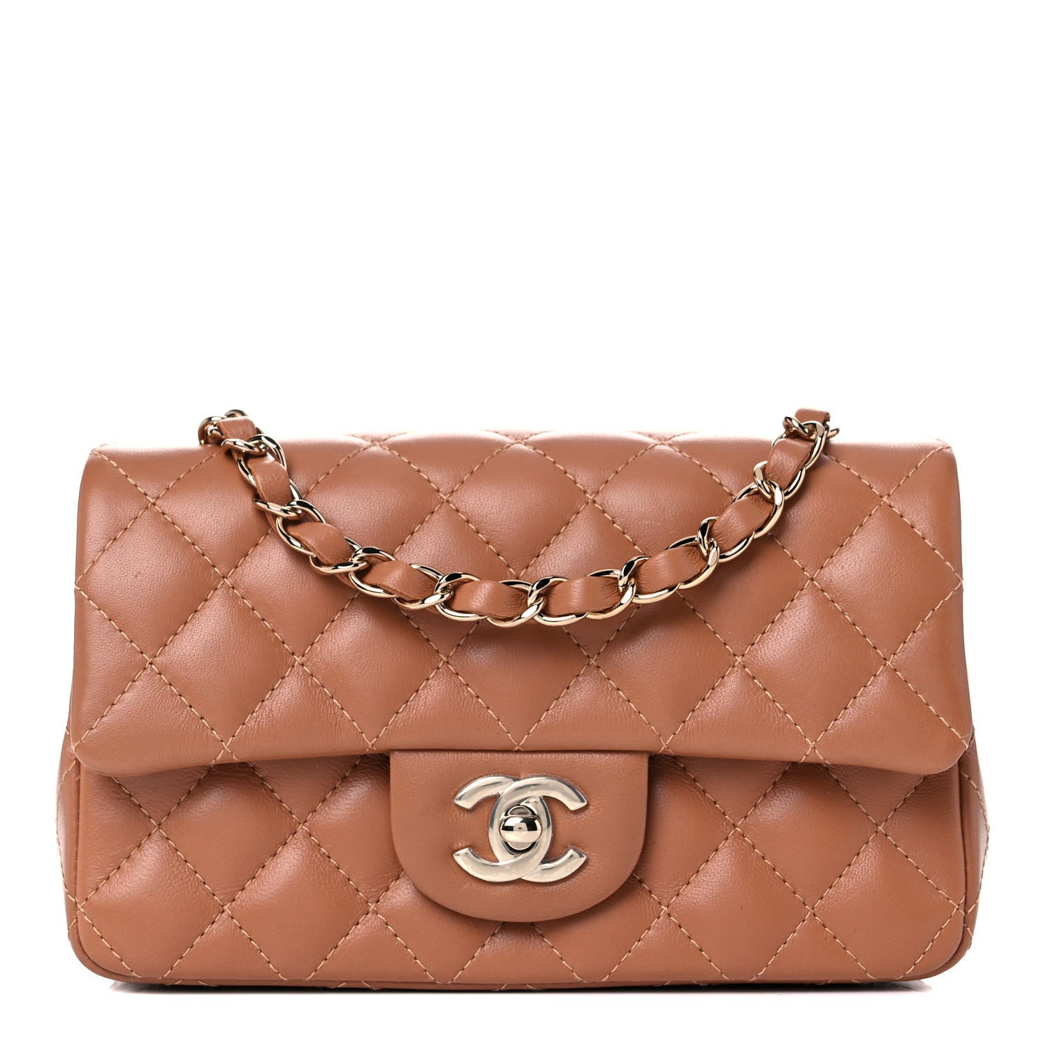 Chanel Lambskin Quilted Mini Rectangular Flap Brown 1 of 9