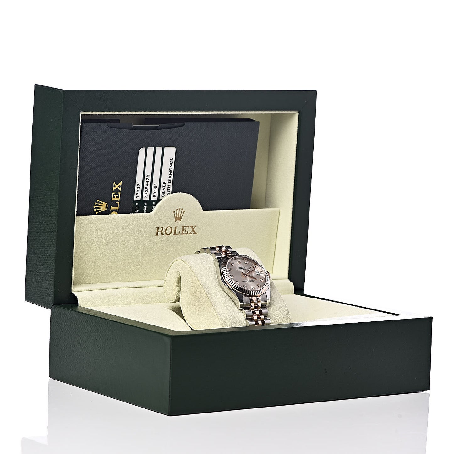 Stainless Steel 18K Everose Gold Diamond 31mm Oyster Perpetual Datejust Watch Silver 178271