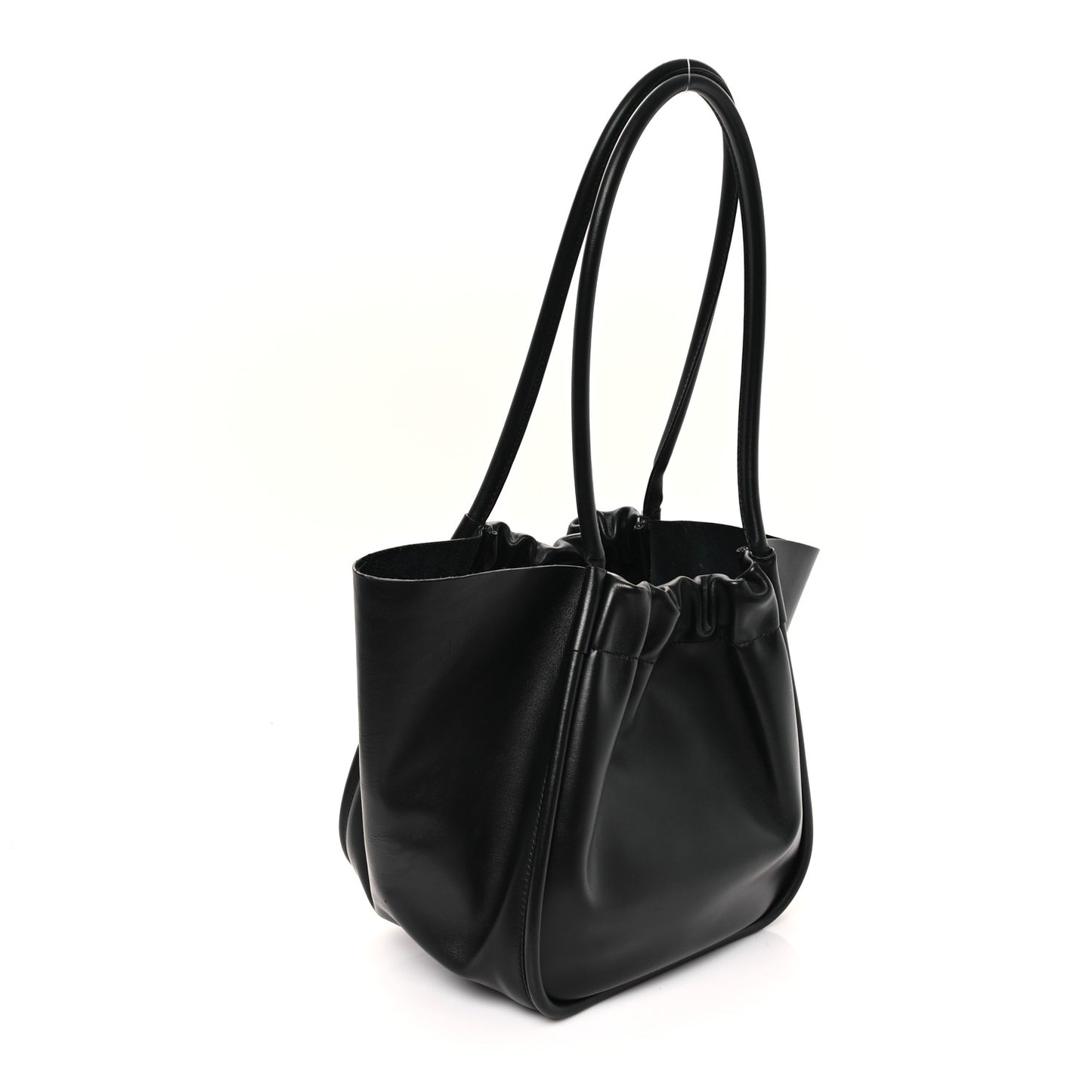 Calfskin Large Ruched Tote Black