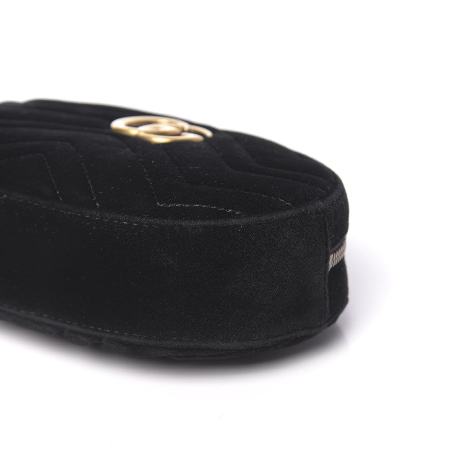 Gucci Velvet Matelasse GG Marmont Belt Bag 85 34 Black 9 of 10