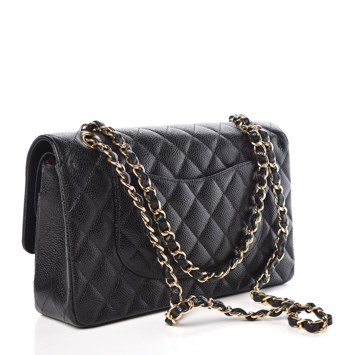 Caviar Quilted Medium Double Flap Black