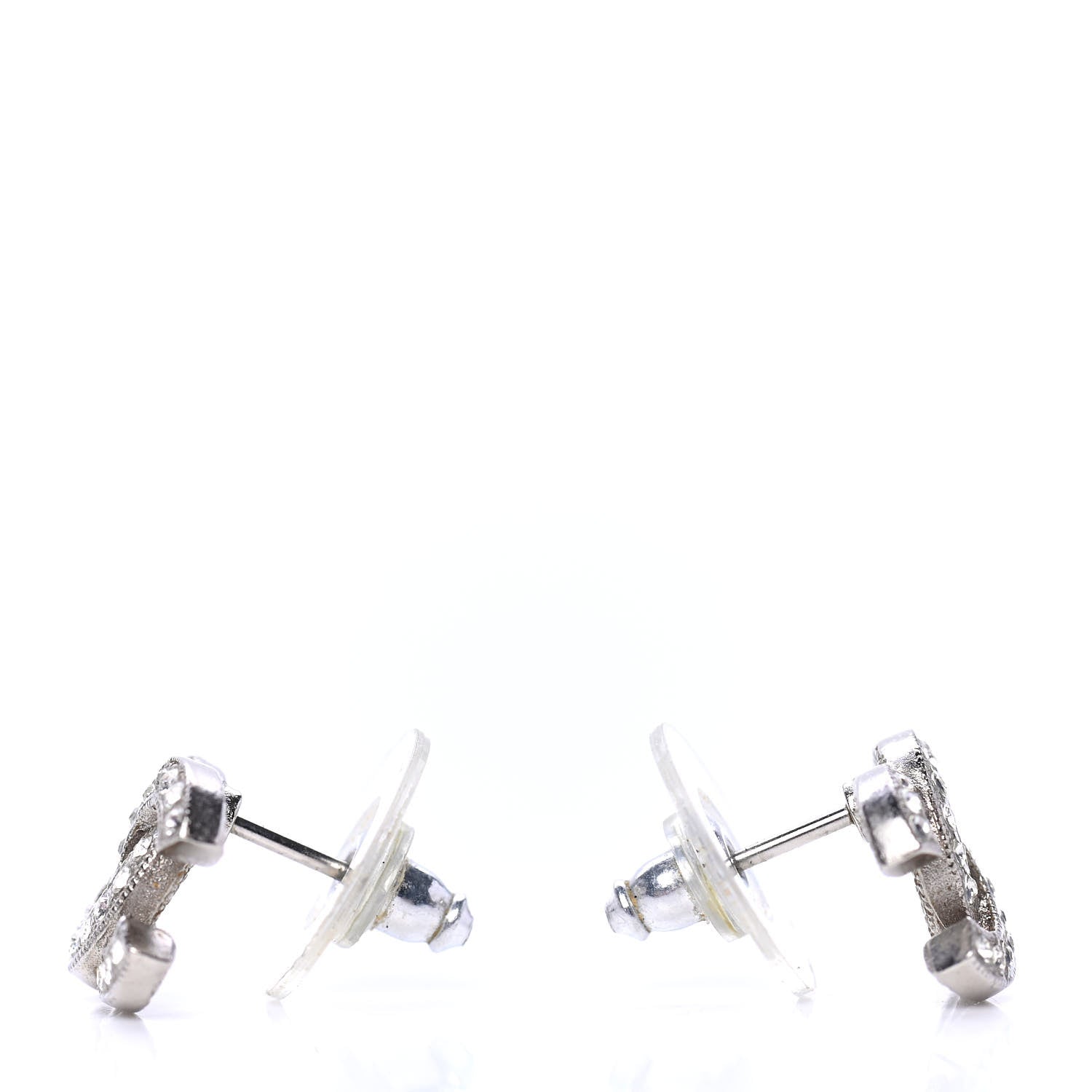 Chanel Crystal CC Earrings Silver 3 of 4