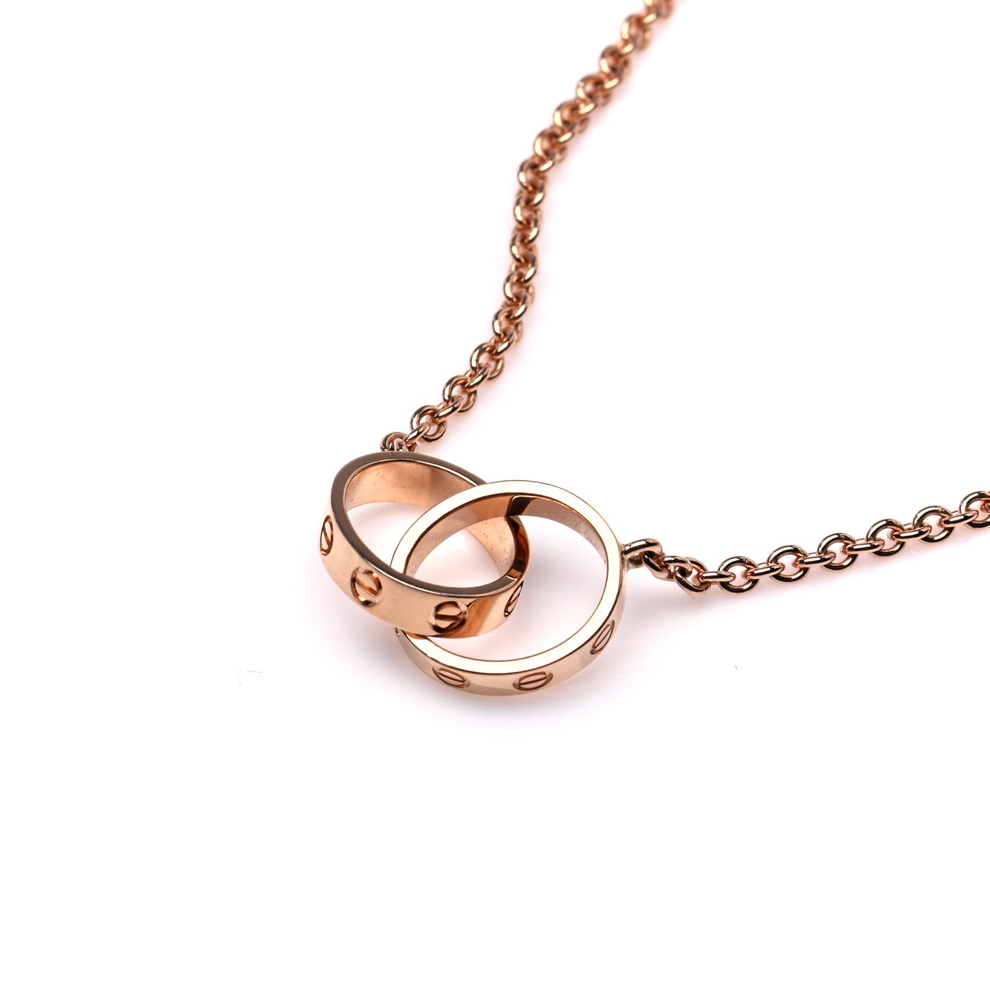 18K Pink Gold Interlocking LOVE Necklace