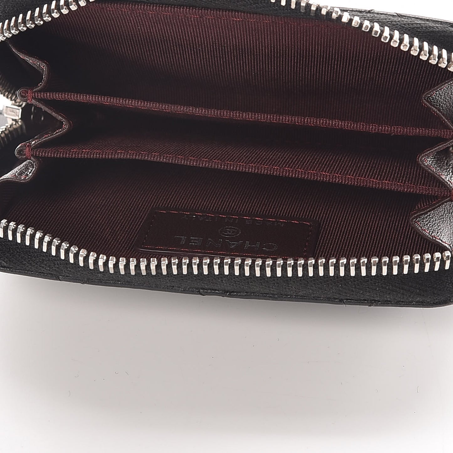Lambskin Quilted Zip Around Coin Purse Wallet Black