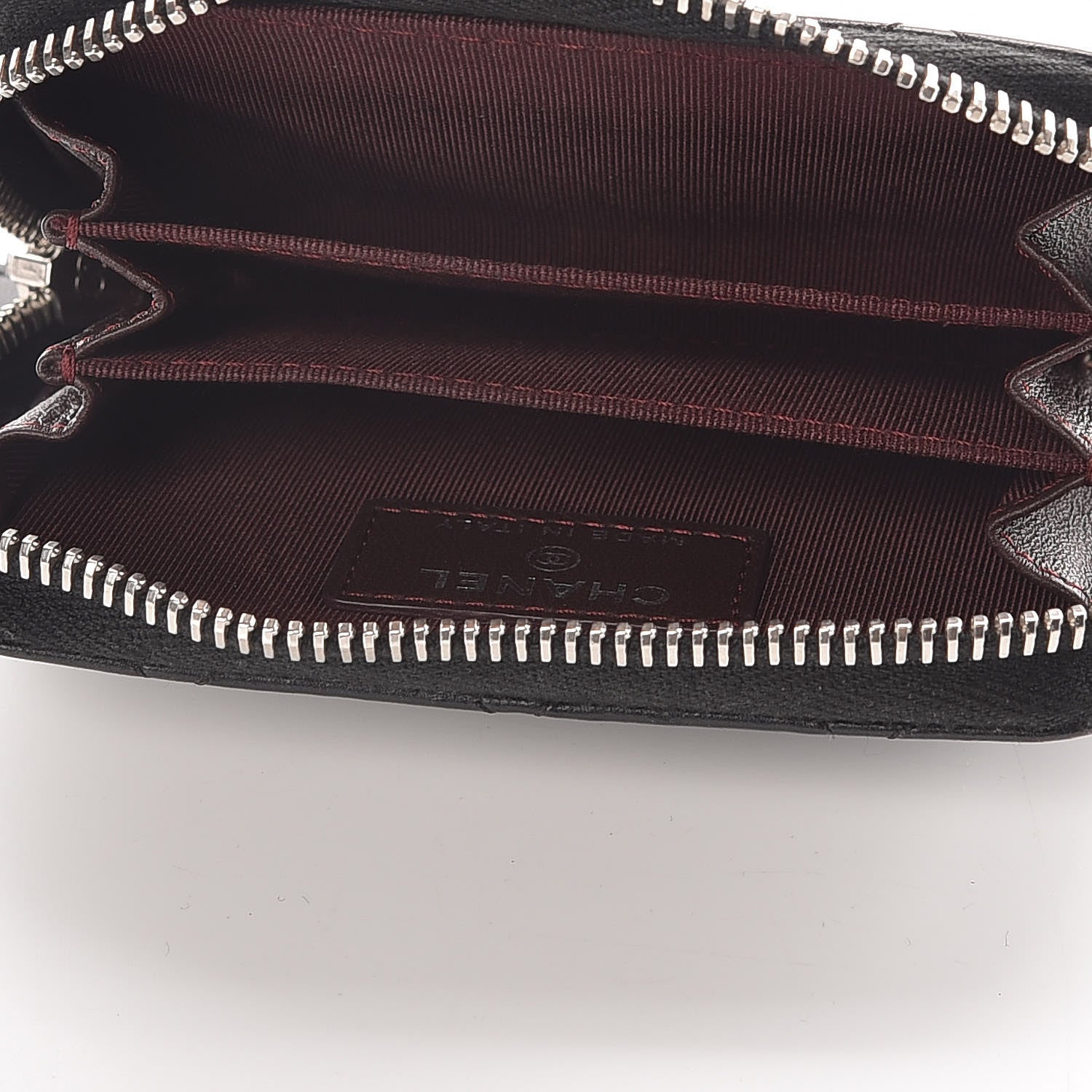 Chanel Lambskin Quilted Zip Around Coin Purse Wallet Black 5 of 9