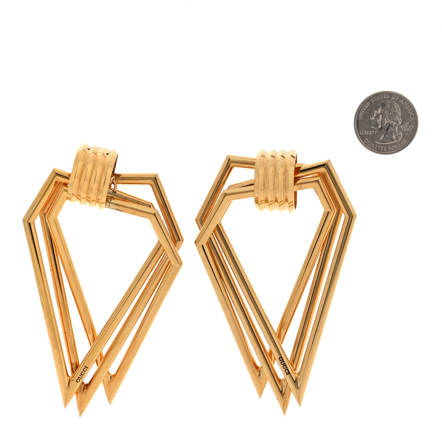 Gucci Metal Geometric Earrings Gold 2 of 5