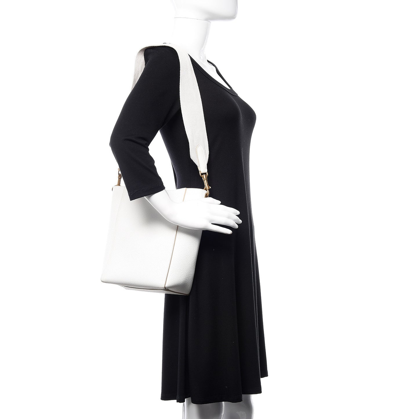 Soft Grained Calfskin Small Sangle Bucket Bag White