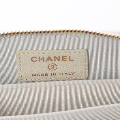 Chanel Caviar Quilted Zip Around Coin Purse Ivory 6 of 7