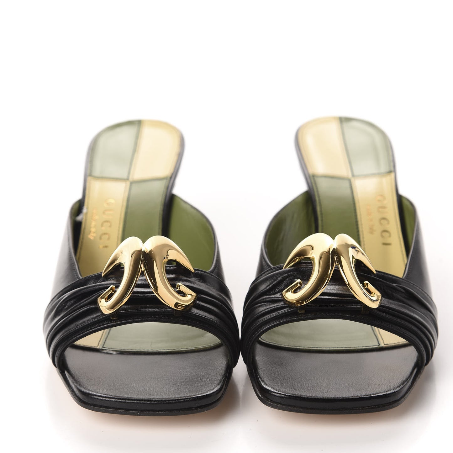 Malaga Kid Half Moon GG Square Toe Slide Sandals 36.5 Black