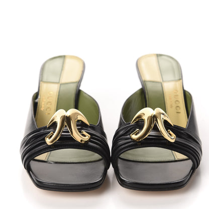 Gucci Malaga Kid Half Moon GG Square Toe Slide Sandals 36.5 Black 2 of 9