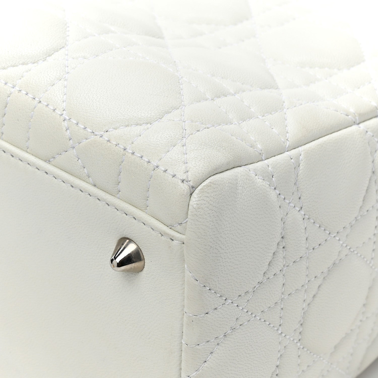Christian Dior Lambskin Cannage Medium Lady Dior White 12 of 13
