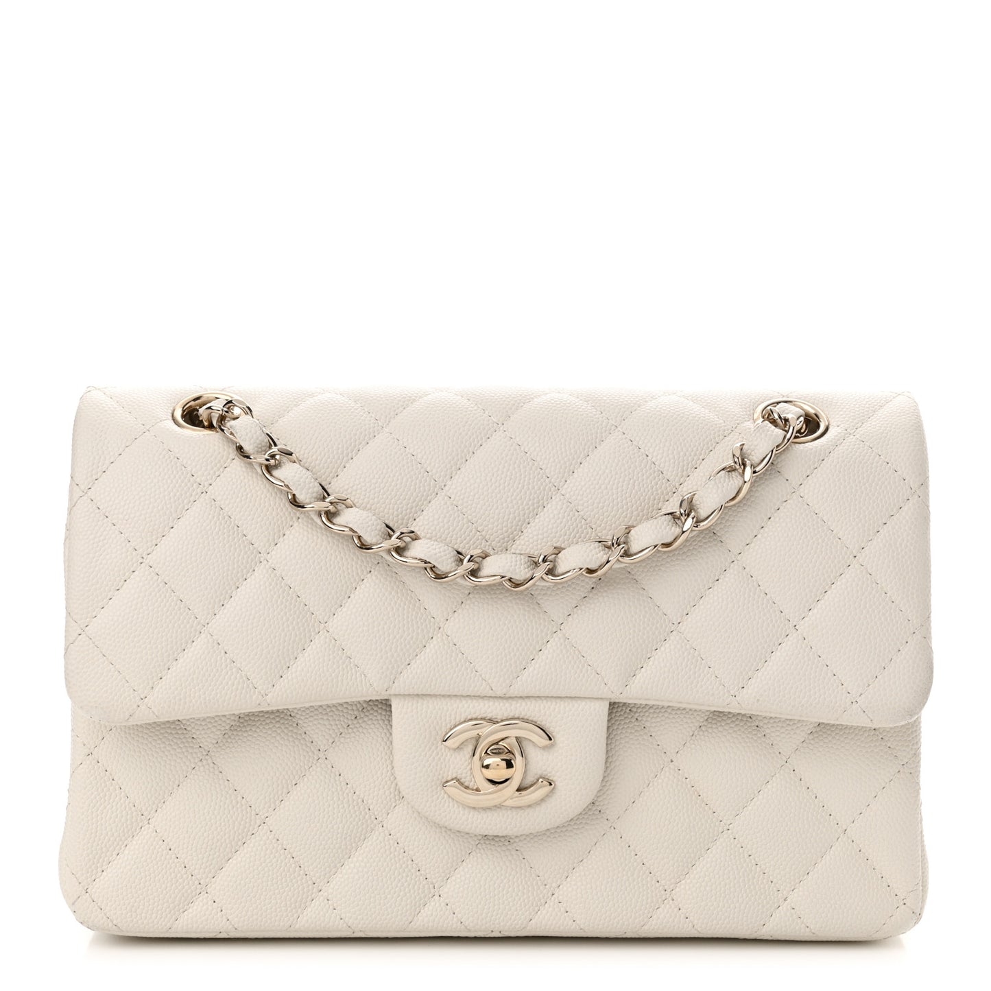 Caviar Quilted Small Double Flap White
