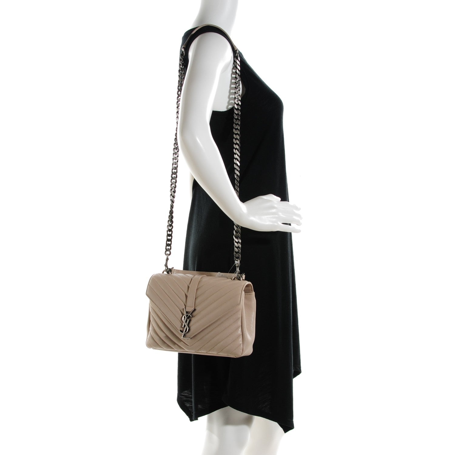 Saint Laurent Sheepskin Matelasse Medium College Monogram Bag Rose Poudre 2 of 8