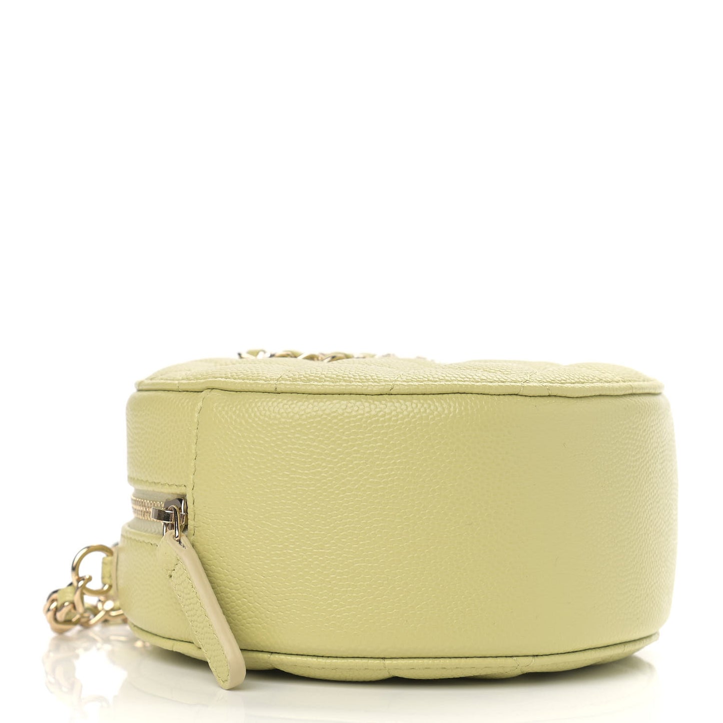 Caviar Quilted French New Wave Round Clutch With Chain Light Green