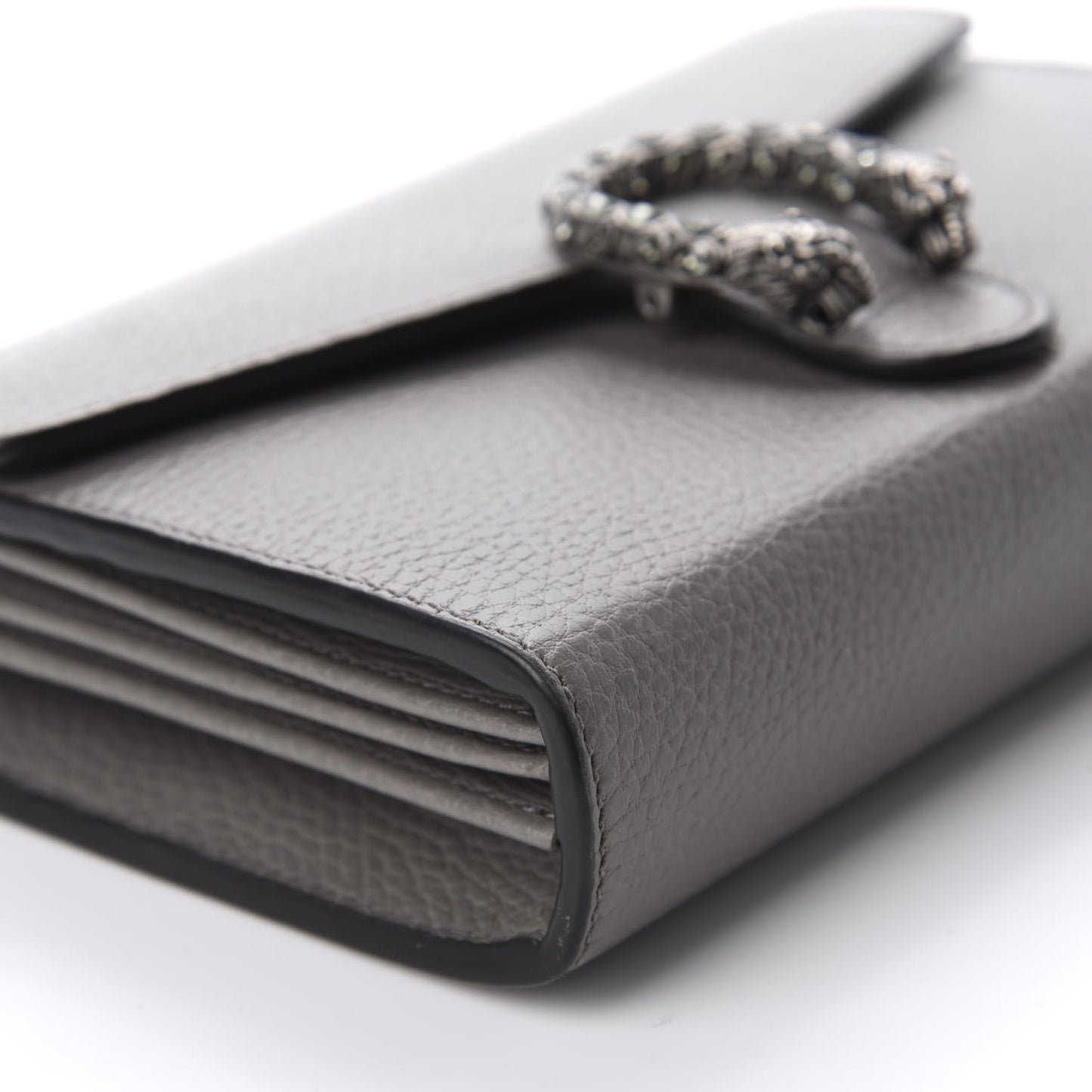 Dollar Calfskin Crystal Mini Dionysus Chain Wallet Dusty Grey Black Diamond