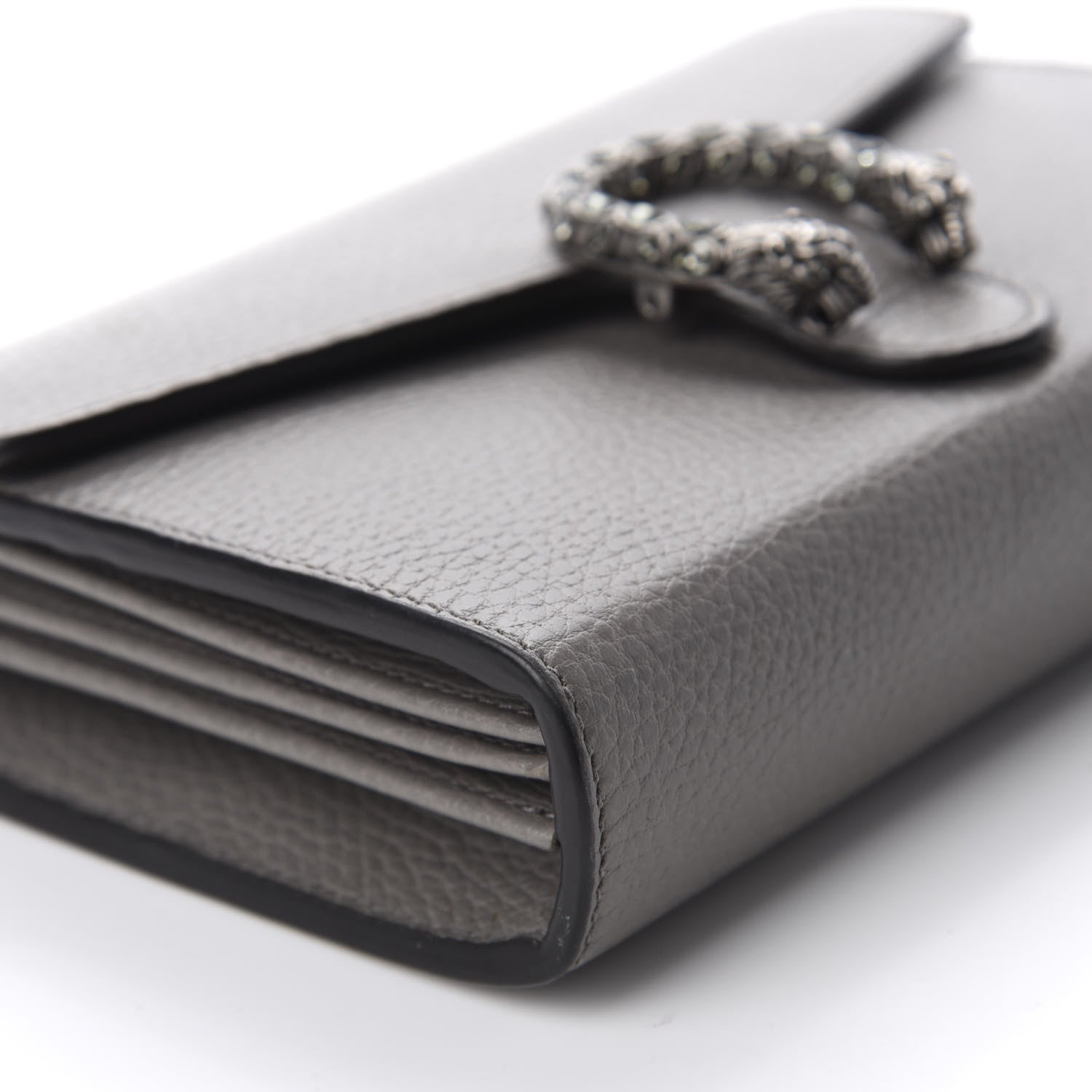 Gucci Dollar Calfskin Crystal Mini Dionysus Chain Wallet Dusty Grey Black Diamond 6 of 10