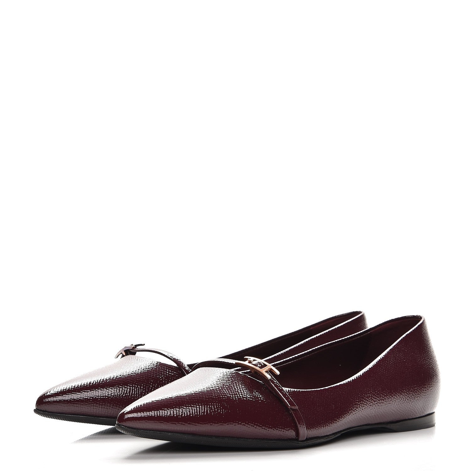 Hermes Patent Epsom Laura Ballerina Flats 36.5 Bordeaux 2 of 7