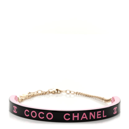 Chanel Resin Logo Choker Pink Black 1 of 6