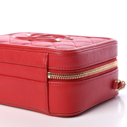 Chanel Caviar Quilted Small CC Filigree Vanity Case Red 6 of 9