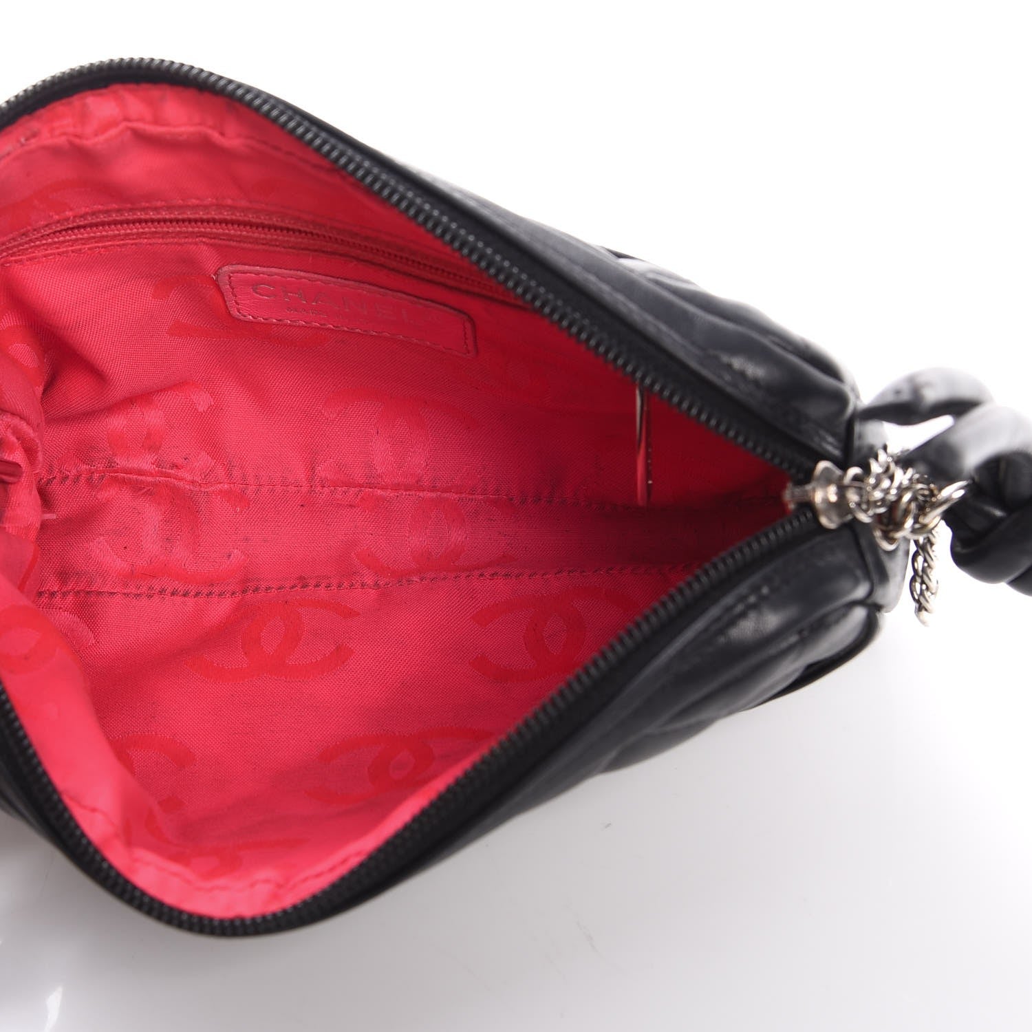 Chanel Calfskin Quilted Cambon Pochette Black White 5 of 15