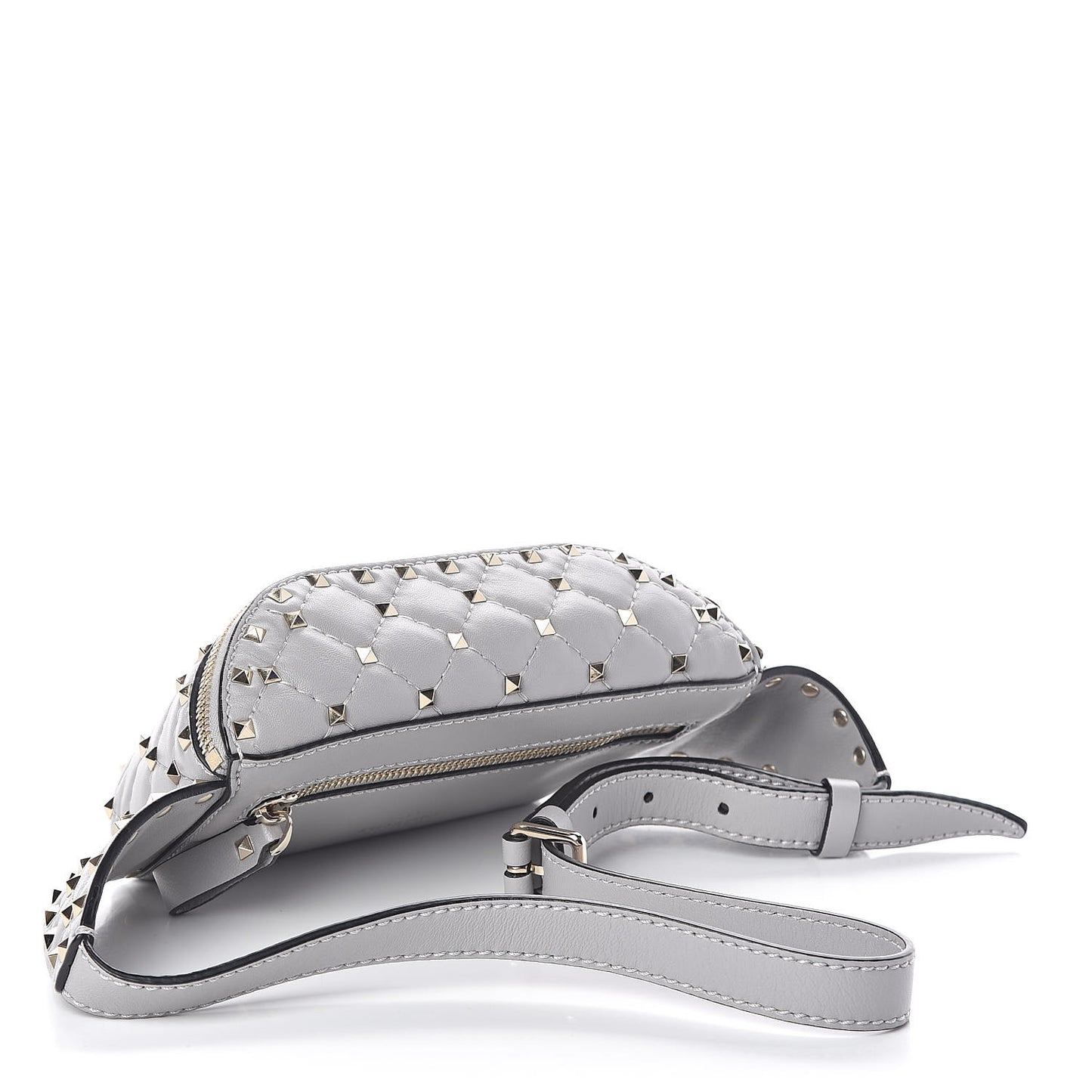 Nappa Rockstud Spike Belt Bag 85 Pastel Grey